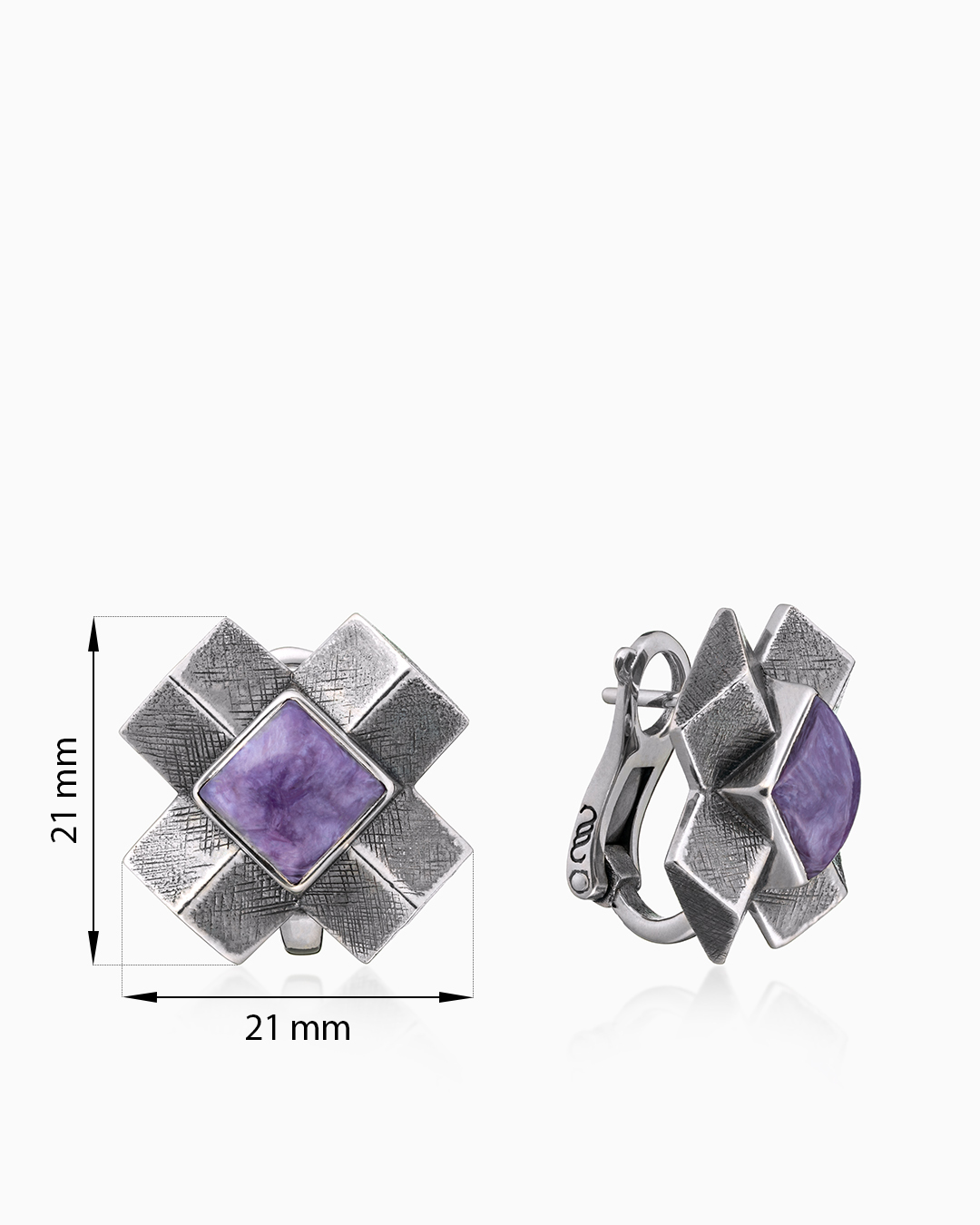 Серьги из серебра с камнем чароит | Ювелирные украшения Sarkissian - фото 18