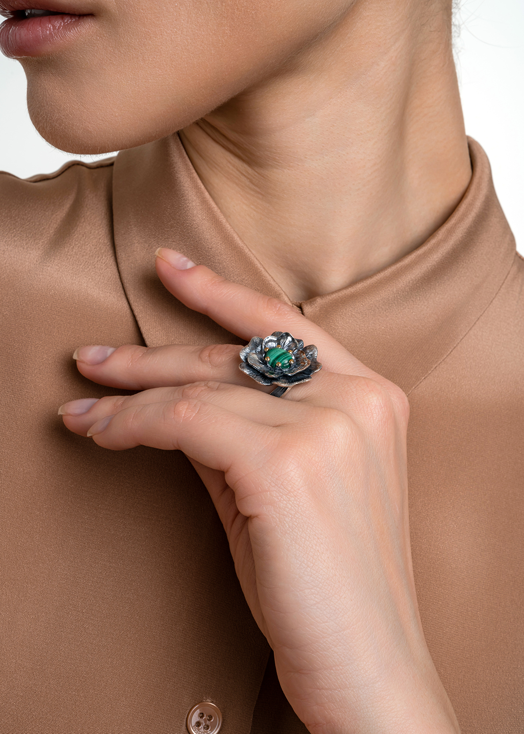 Кольцо из серебра с камнем малахит | Ювелирные украшения Sarkissian - фото 13