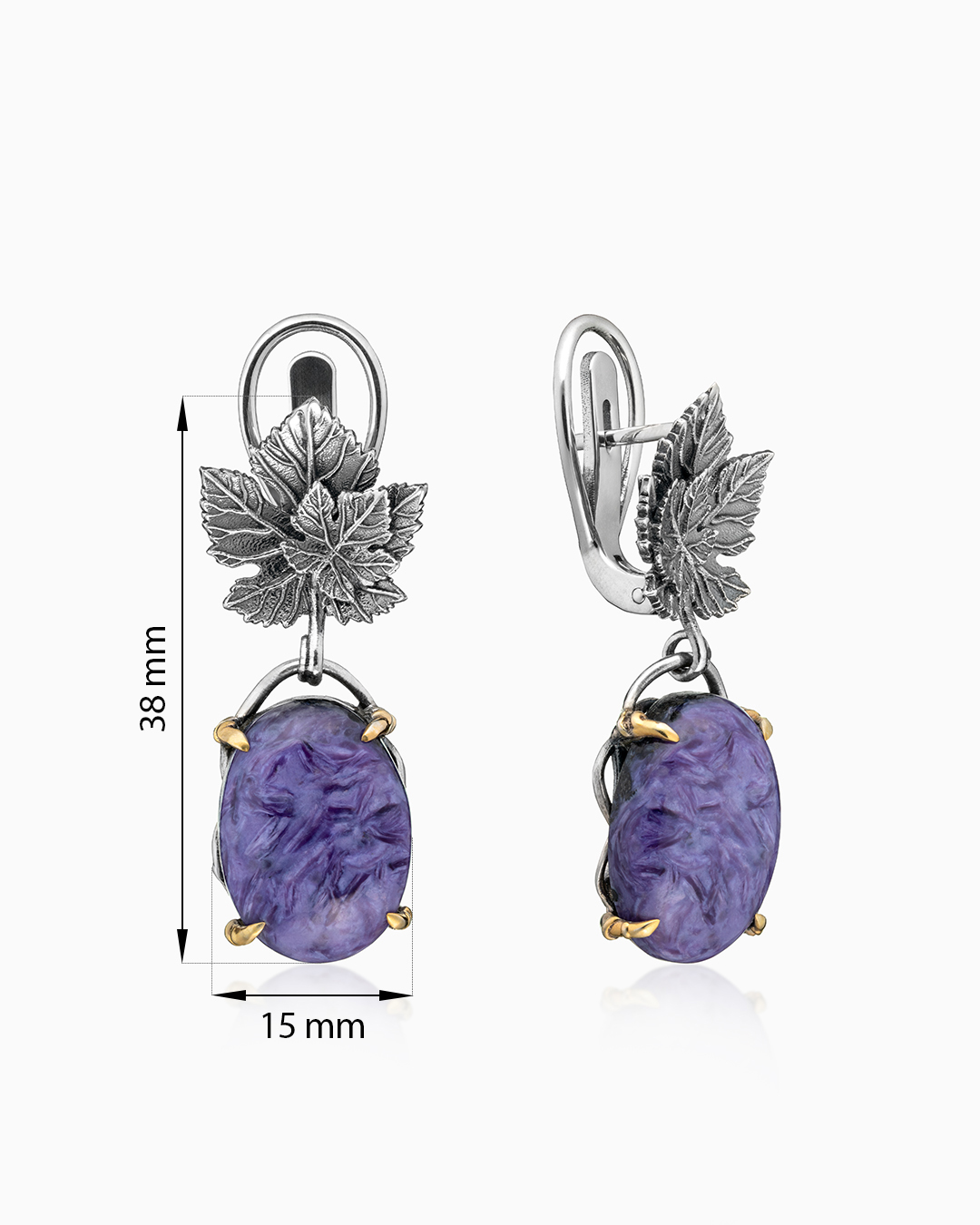 Серьги из серебра с камнем чароит | Ювелирные украшения Sarkissian - фото 16