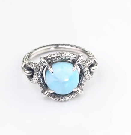 Кольцо из серебра с камнем ларимар | Ювелирные украшения Sarkissian - фото 4 d