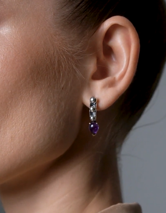 Серьги из серебра с камнем аметист | Ювелирные украшения Sarkissian - фото 2 d