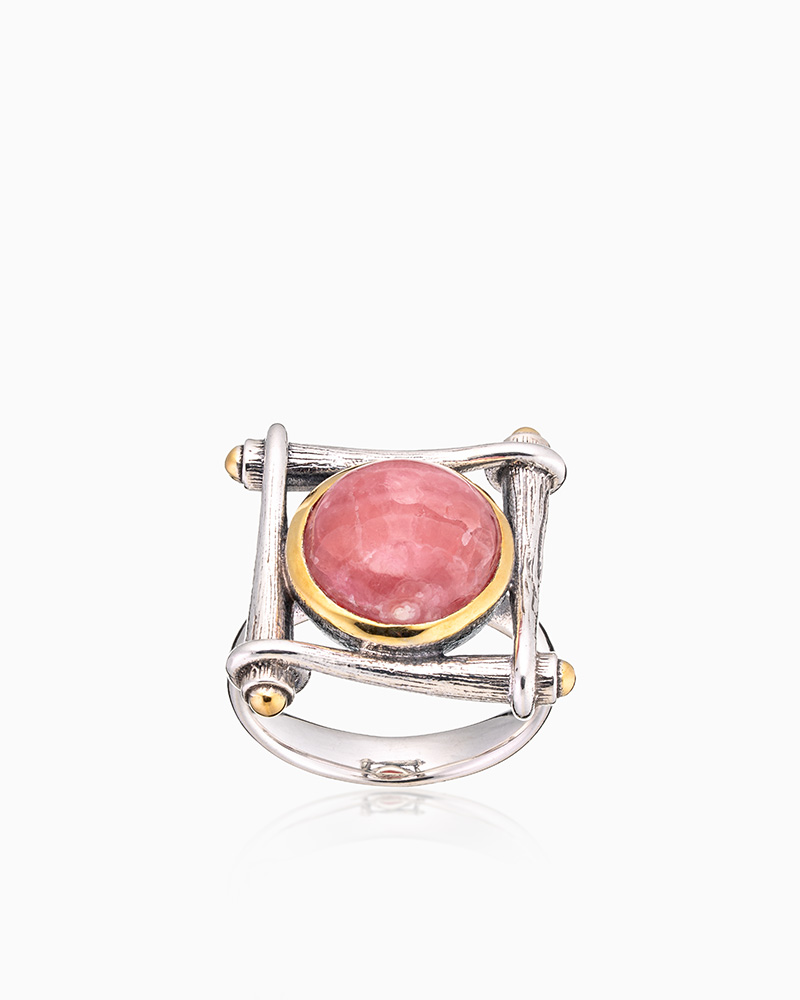 Кольцо из серебра с камнем родохрозит - фото 2