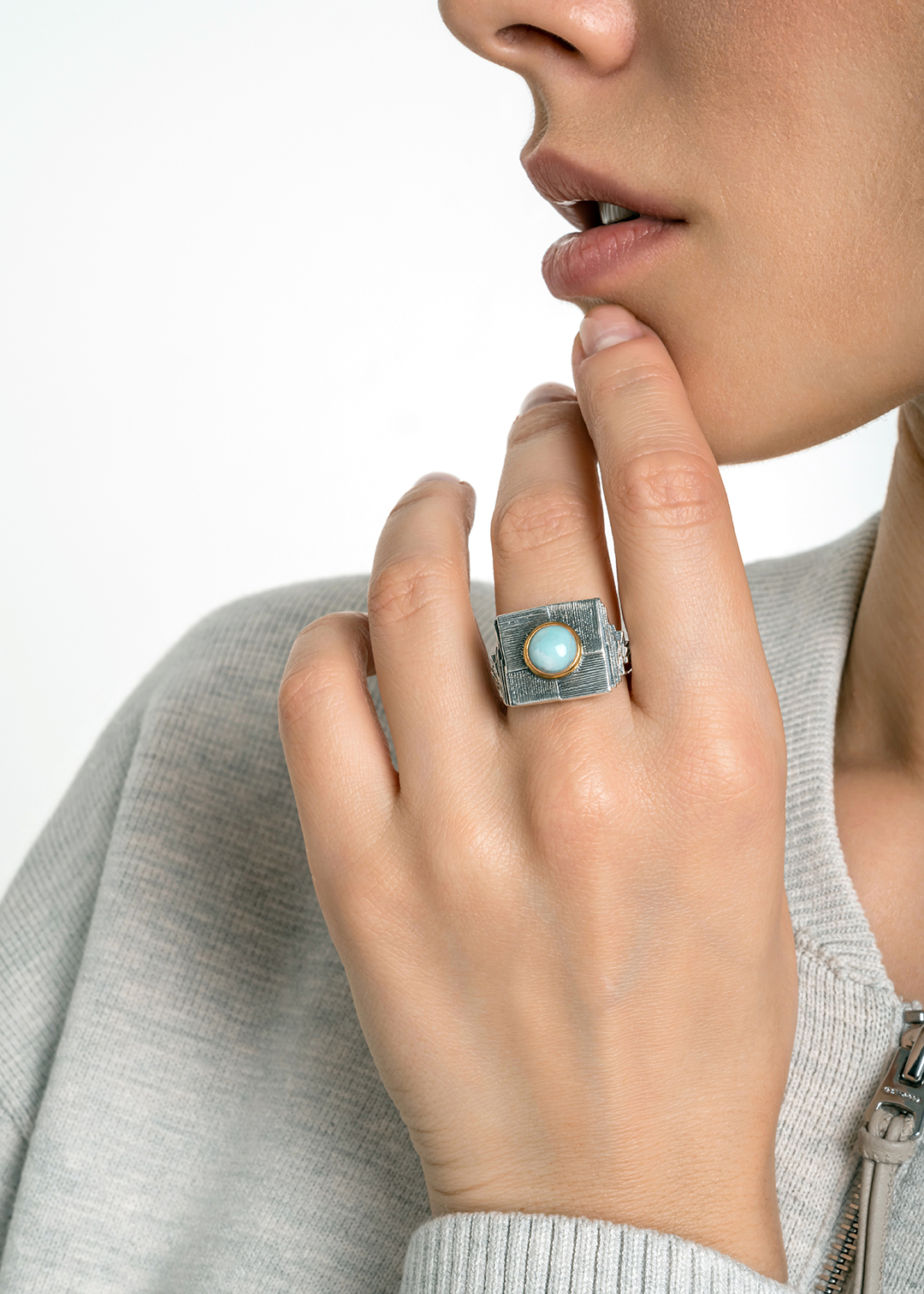 Кольцо из серебра с камнем ларимар | Ювелирные украшения Sarkissian - фото 13