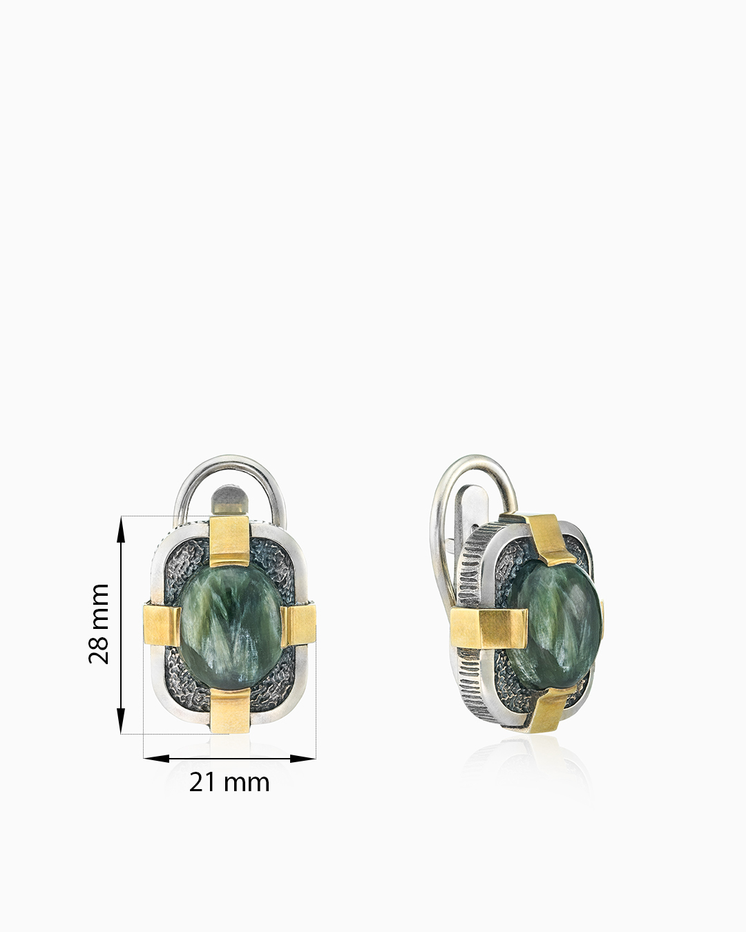 Серьги из серебра с камнем серафинит | Ювелирные украшения Sarkissian - фото 4