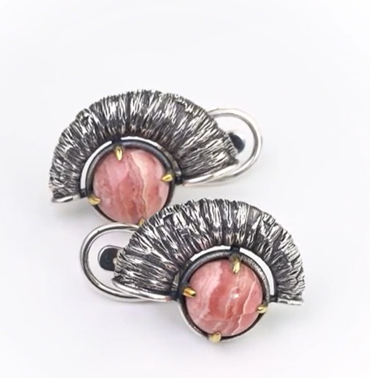 Сереборяные серьги "Родохрозитовый Шелк" | Ювелирные украшения Sarkissian - фото 9 d