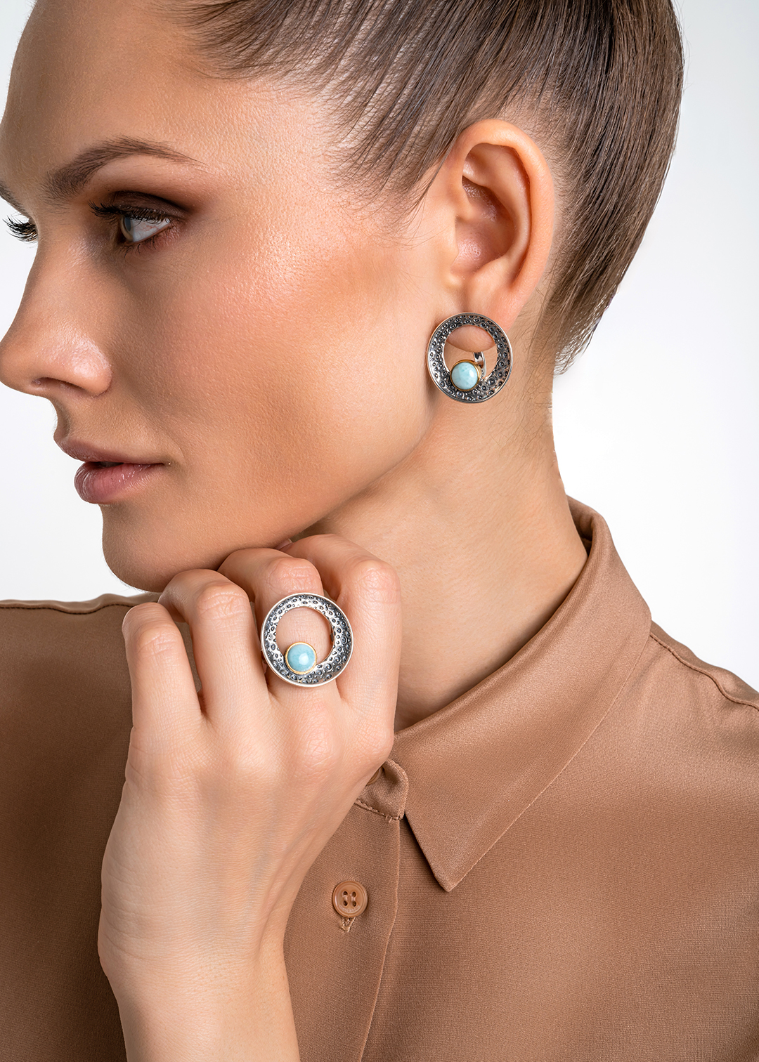 Кольцо из серебра с камнем ларимар | Ювелирные украшения Sarkissian - фото 14