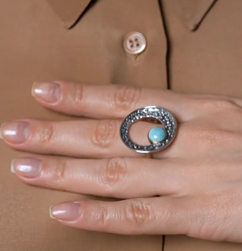 Кольцо из серебра с камнем ларимар | Ювелирные украшения Sarkissian - фото 9 d