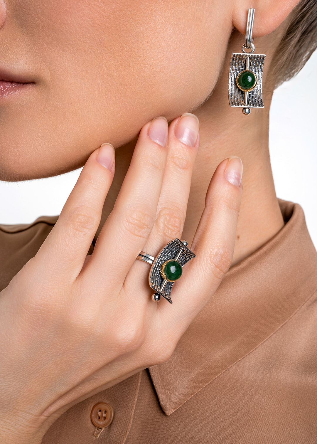 Cеребряное кольцо с камнем нефрит | Ювелирные украшения Sarkissian - фото 14