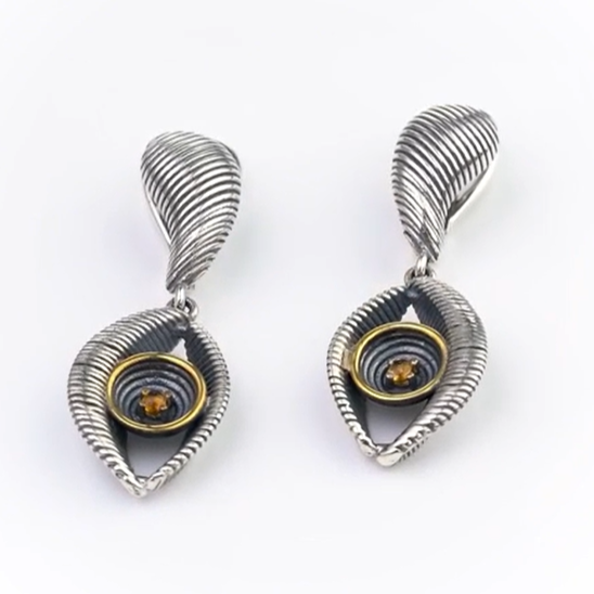 Серьги из серебра с камнем цитрин | Ювелирные украшения Sarkissian - фото 2 d