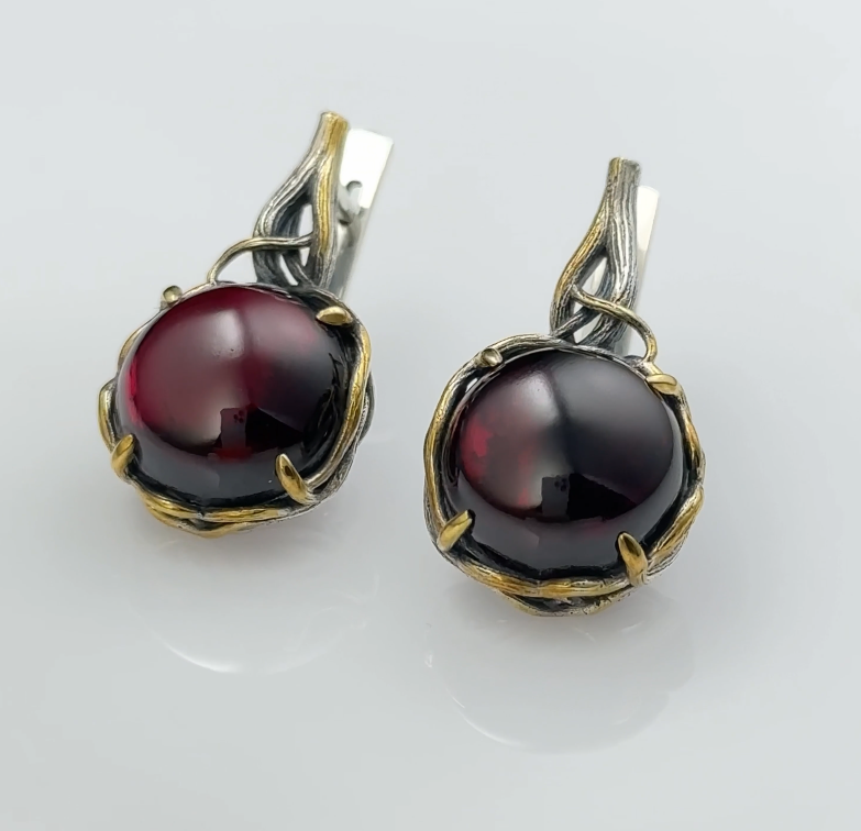 Серебряные серьги «Багровые Тропы» | Ювелирные украшения Sarkissian - фото 5 d