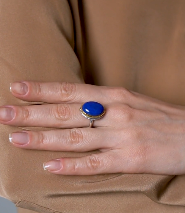 Кольцо из серебра с камнем лазурит | Ювелирные украшения Sarkissian - фото 9 d