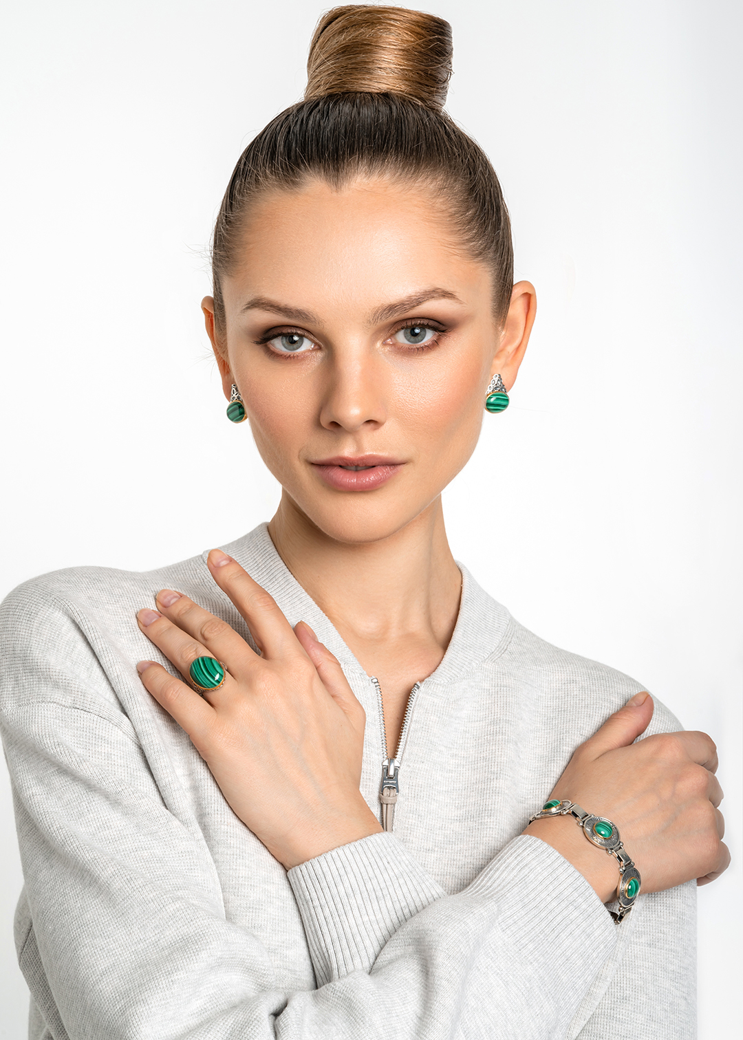 Кольцо из серебра с камнем малахит | Ювелирные украшения Sarkissian - фото 14