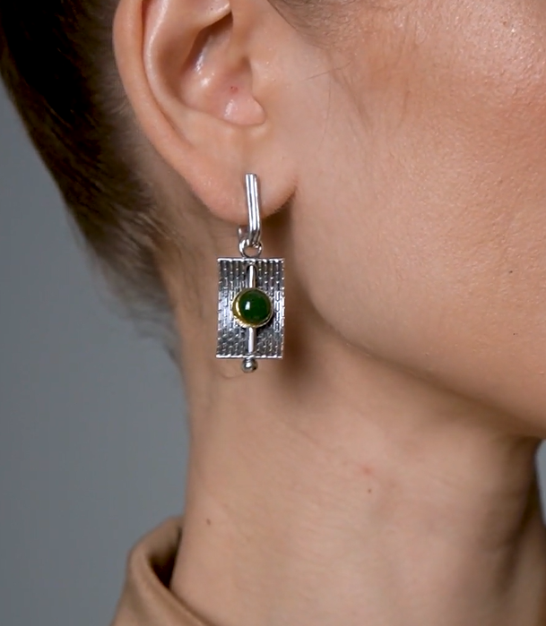 Серебряные серьги с камнем нефрит | Ювелирные украшения Sarkissian - фото 8 d