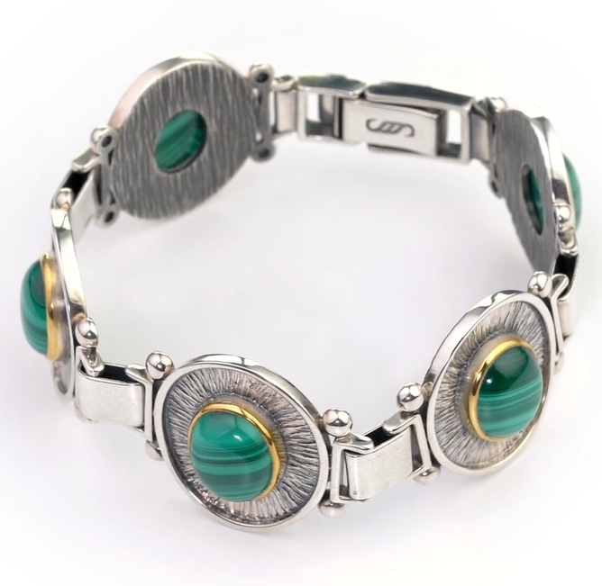 Браслет из серебра с камнем малахит | Ювелирные украшения Sarkissian - фото 5 d