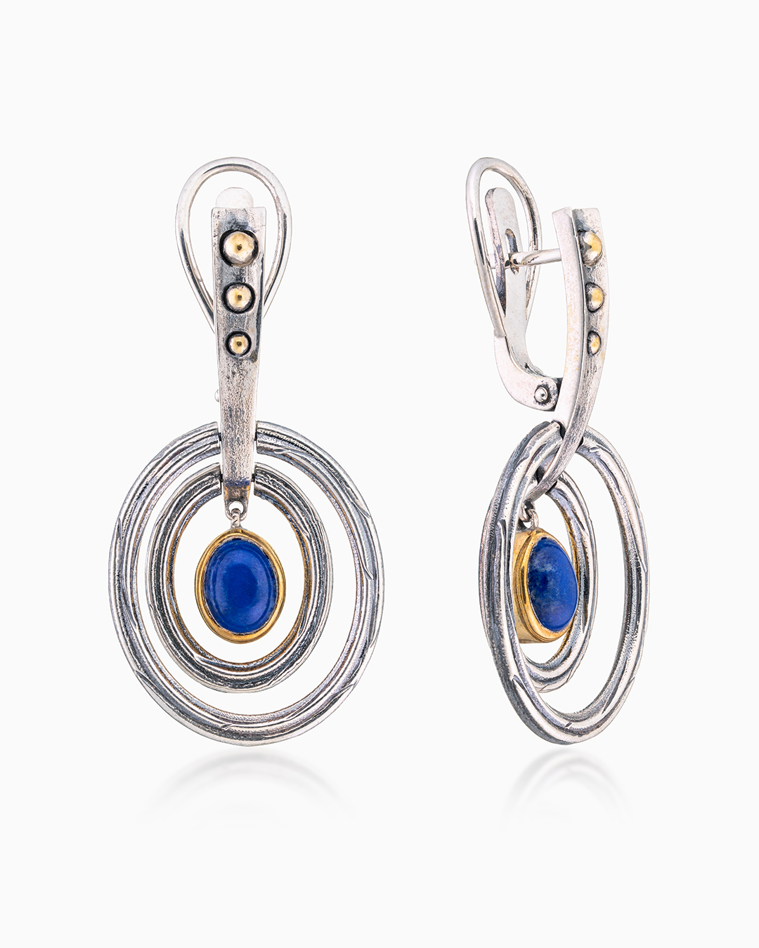 Серьги из серебра с камнем лазурит - фото 1