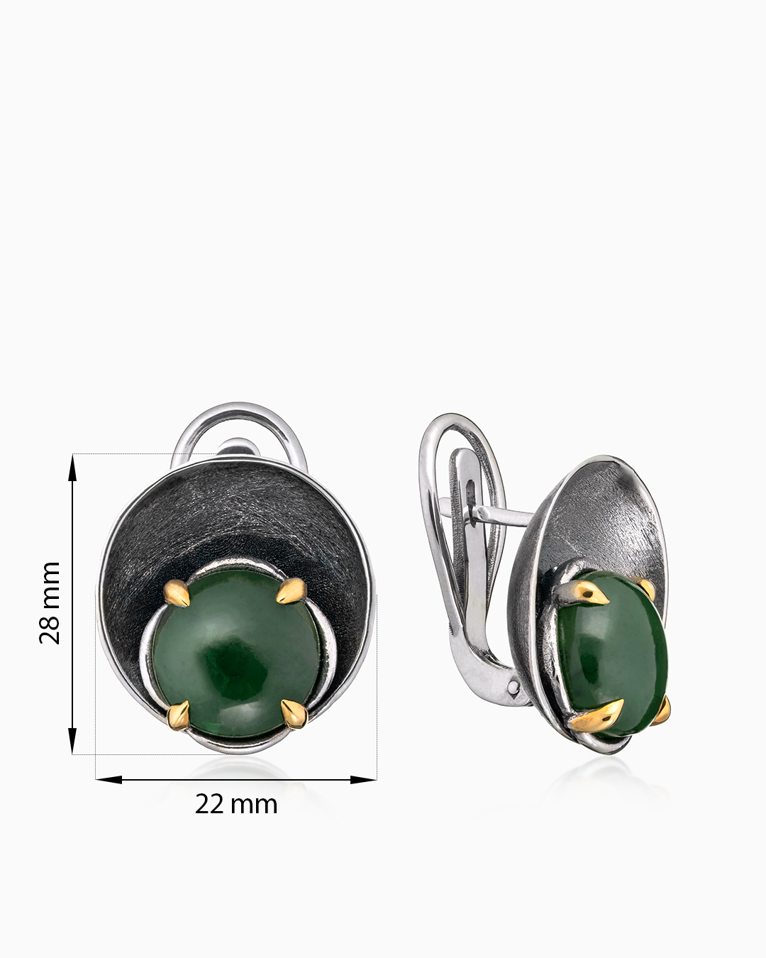 Серебряные серьги с камнем нефрит | Ювелирные украшения Sarkissian - фото 4