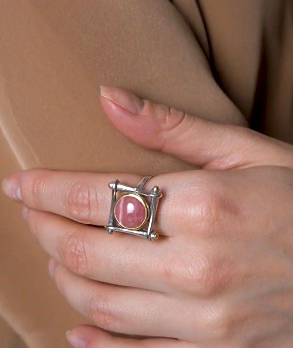 Кольцо из серебра с камнем родохрозит | Ювелирные украшения Sarkissian - фото 4 d