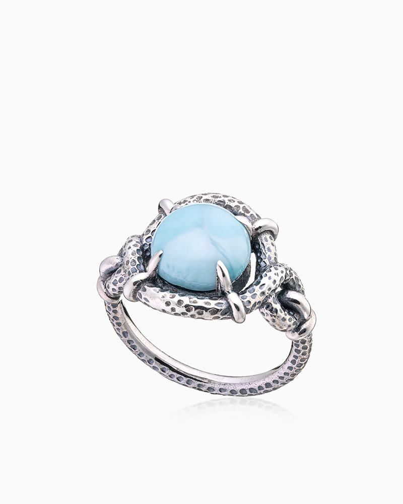 Кольцо из серебра с камнем ларимар - фото 1