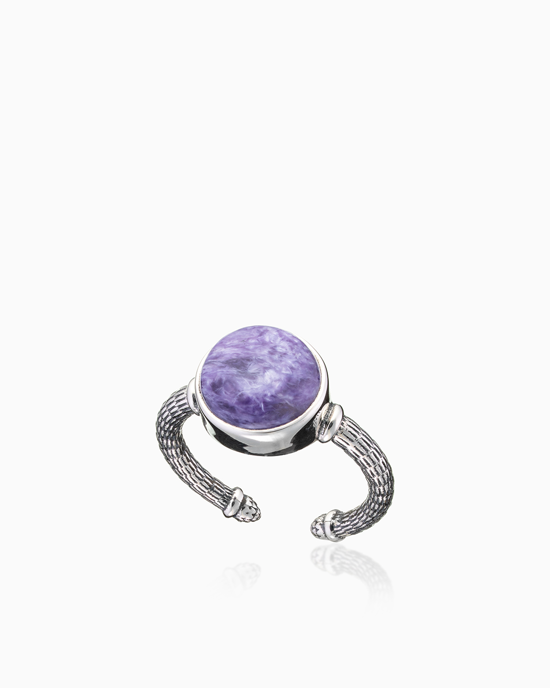 Cеребряное кольцо с чароитом - фото 1