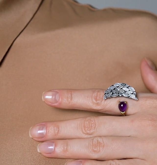 Кольцо из серебра с камнем аметист | Ювелирные украшения Sarkissian - фото 10 d