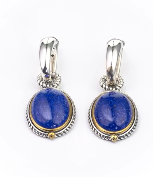 Серьги из серебра с камнем лазурит | Ювелирные украшения Sarkissian - фото 1 d