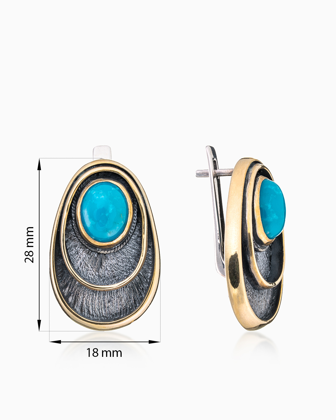 Серьги из серебра с камнем бирюза - фото 2