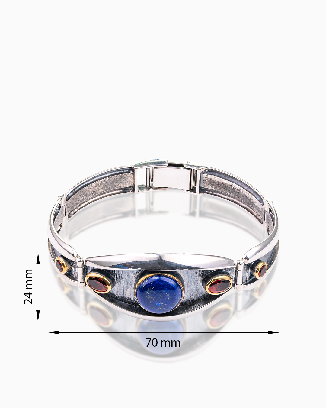 Серебряный браслет с камнем лазурит - фото 2