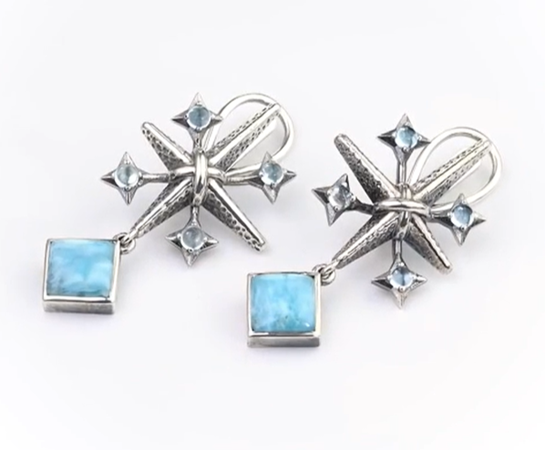 Серьги из серебра с камнем ларимар | Ювелирные украшения Sarkissian - фото 7 d