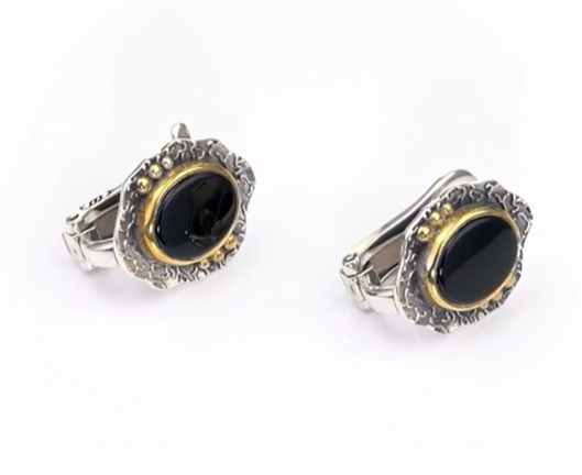 Серьги из серебра с камнем оникс | Ювелирные украшения Sarkissian - фото 1 d