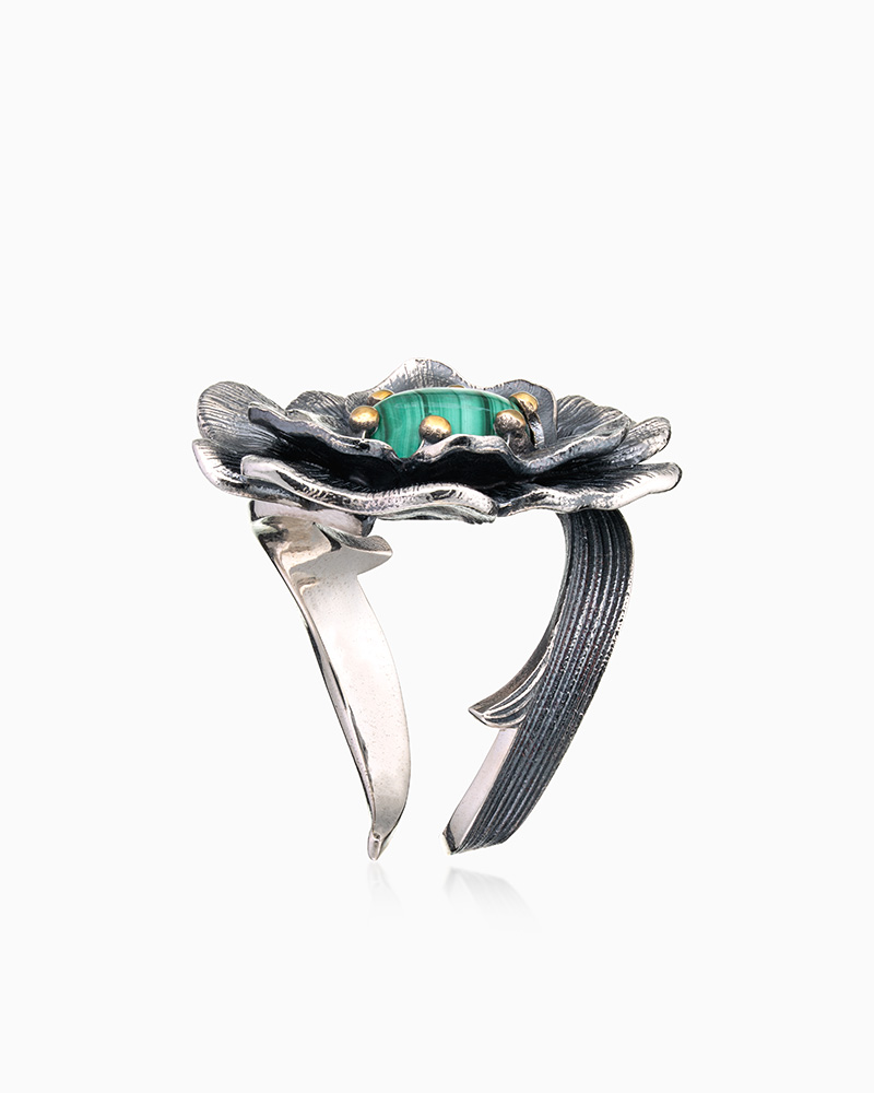 Кольцо из серебра с камнем малахит | Ювелирные украшения Sarkissian - фото 6