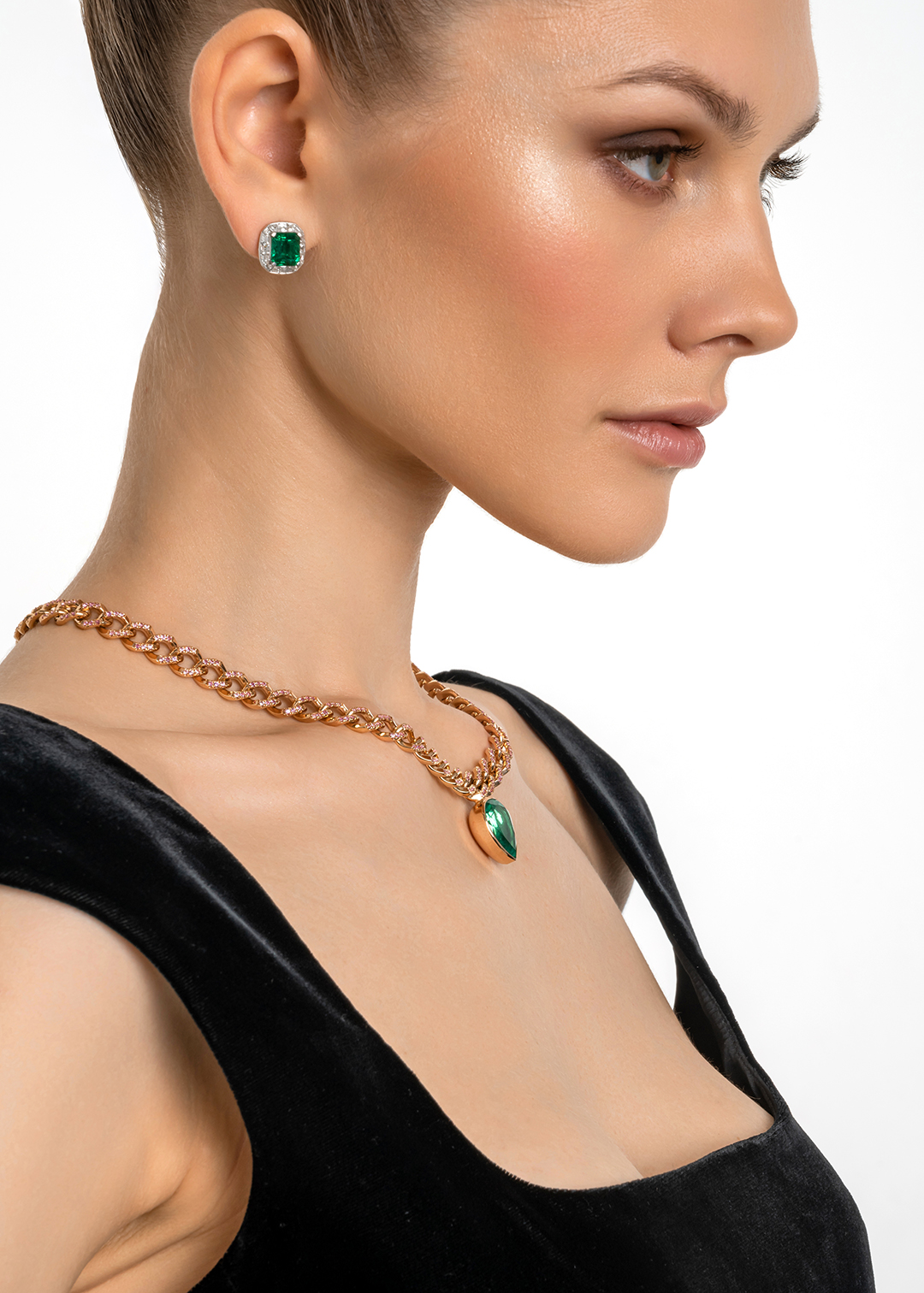 Колье из золота с изумрудом и розовыми сапфирами | Ювелирные украшения Sarkissian - фото 11