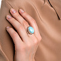 Кольцо из серебра с камнем ларимар | Ювелирные украшения Sarkissian - фото 1