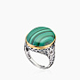 Кольцо из серебра с камнем малахит | Ювелирные украшения Sarkissian - фото 1